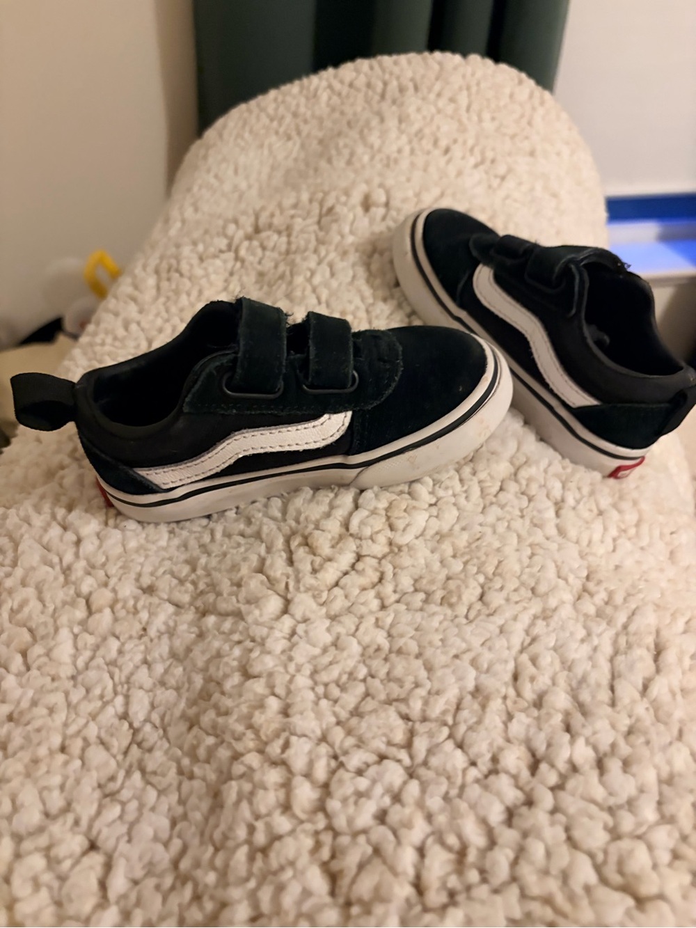 Vans Kids Black and White Velcro Skate Shoes